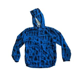 Gap Star Wars Jacket Boys Size XL Blue Hooded Windbreaker Lined Full Zip Graphic